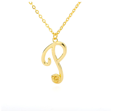 Dainty Gold Letter Necklace Tiny 26 Capital A-Z Pendant Choker Necklace,Cute Personalized Name Necklace Gold Jewelry Necklace P