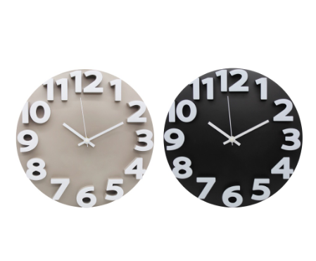 At Home Silent Nordic Wall Clock Round Embossed 3D Matte Numbers Easy Read Analog for Home, Office