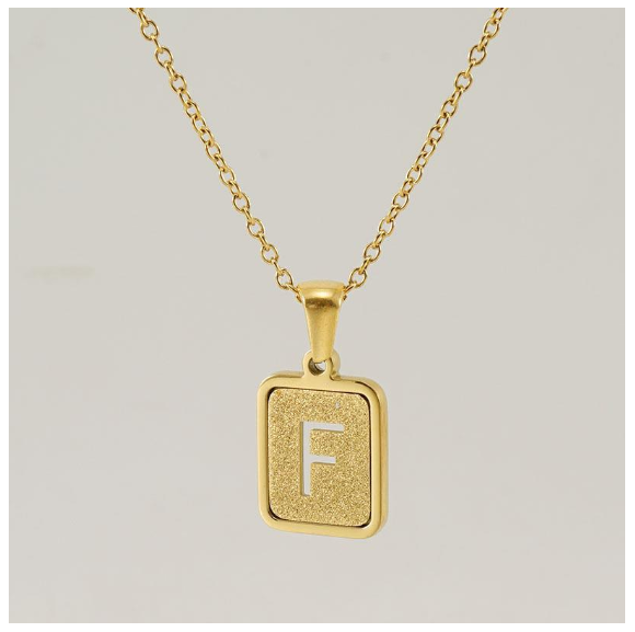 Fashionable 18K Stainless Steel Hollowed Out 26 Capital Letters Necklace for Womens Titanium Steel Letter Pendant Collarbone Chain F