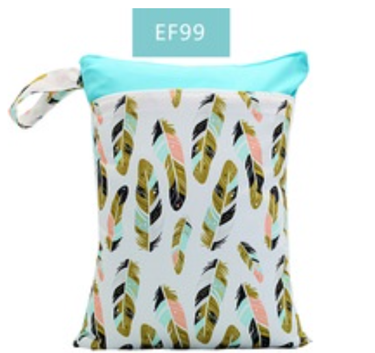 Happy Flute 1PC Reusable Waterproof Fashion Prints Wet And Dry Diaper Bag Double Pocket Cloth Handle Wetbags 30x40CM S3