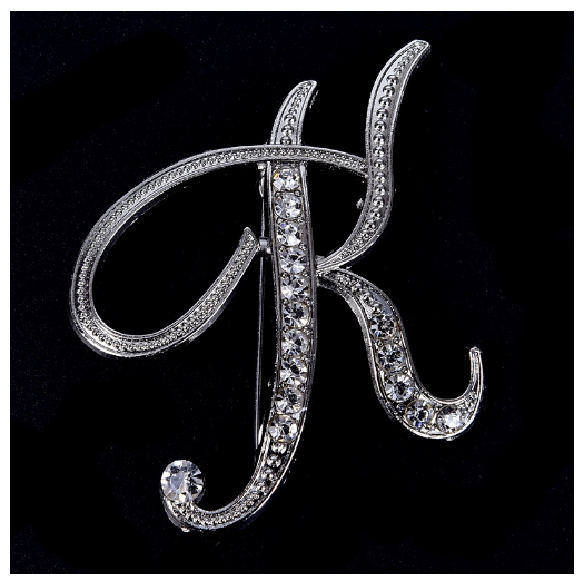 Crystal Rhinestone 26 Letters Women Collar Brooch Pin Corsage Bouquet Jewelry Modish R