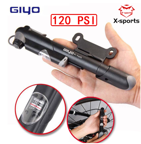 GIYO GP-41S Bike Pump Bicycle Air Pump with Built-In Pressure Gauge with Holder Portable