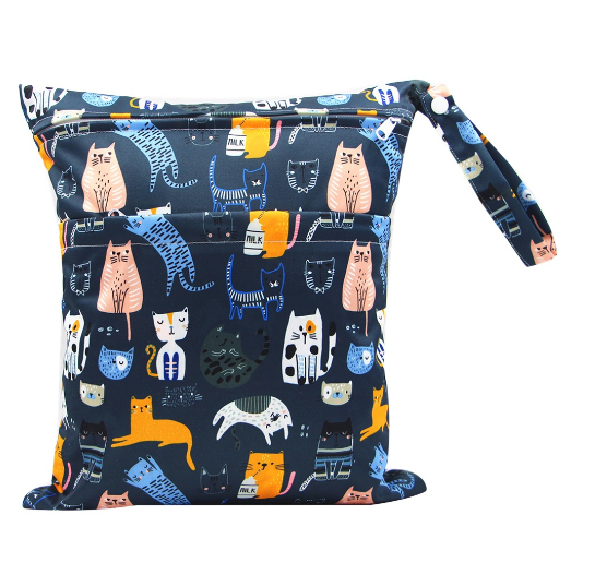 Diaper Wet Dry Bags Duble Zipper Printed Portable Waterproof Dag Storage Bag Swimwear Bag  30x36cm