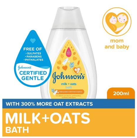 Johnson's Milk + Oats Baby Bath 200ml - Baby Essentials, Baby Care, Baby Wash Body Wash For Baby