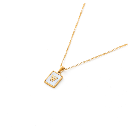 St.kunkka Stainless Steel Gold Letter Pendant Necklace Ladies A-Z Letter Necklace for Gift W