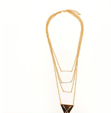 Gold Rush 4-Layer Necklace with Triangle Pendant