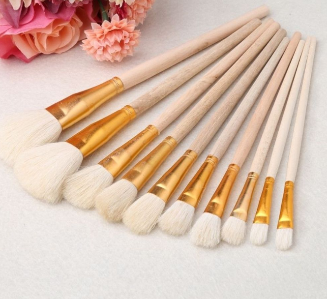 Durable Paint Brushes Professional Watercolor Painting Oil Painting Hog Hair Bristle Wooden Brush Set Wool