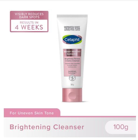 Cetaphil Brightness Reveal Creamy Cleanser 100g (Evens Skin Tone / Brightening with Niacnimade)