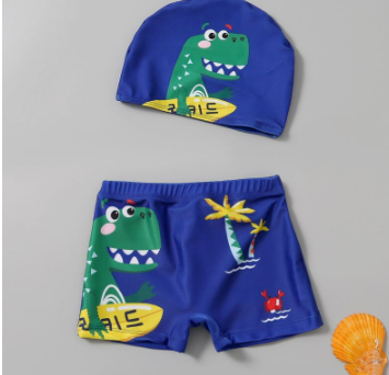 Baby Boy Swimming Trunks dinosaur fish Print Cartoon Bathing Suit Children Swim Shorts Kids Toddler Beach Swimwear Pool Shorts