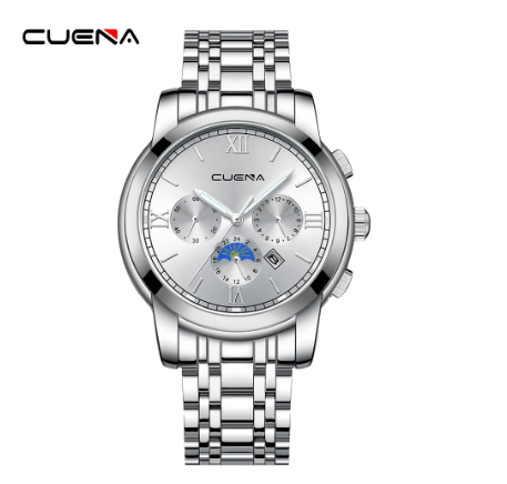 CUENA Men's Watches Original Brand Stainless Steel Waterproof Quartz Analog Business Sports 6052 M1