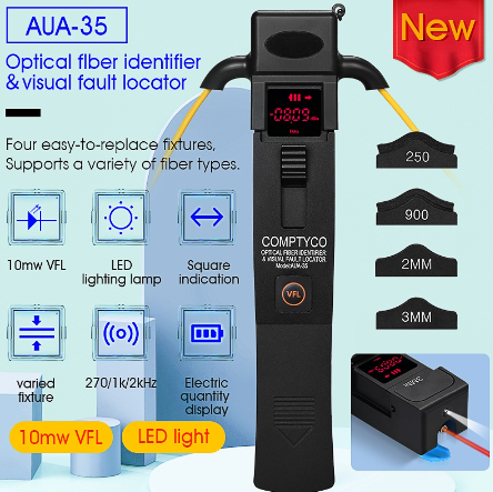 COMPTYCO High Performance AUA-35/AUA-40 Fiber Optic Identifier Live Fiber Optical Identifier with 10mw VFL 800-1700nm