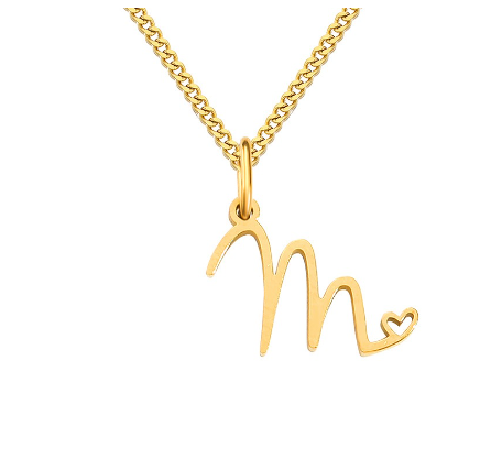Cursive Initial Necklaces for Women Girls,14K Gold Filled Personalized Monogram Name Letter Necklace Jewelry Gifts M