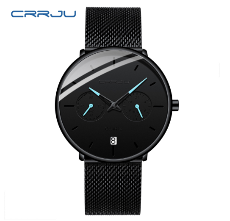 CRRJU Men's Watch Original Brand Multifunctional Fashion Business Analog Quartz Stainless Steel Waterproof 2263 X BLUE 3