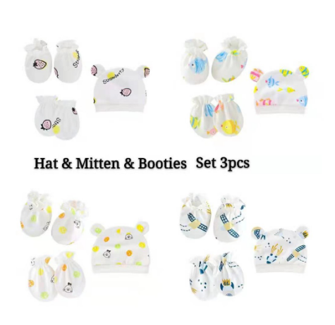 NewBorn 3pc/Set (Hat, Mittens, Botis )