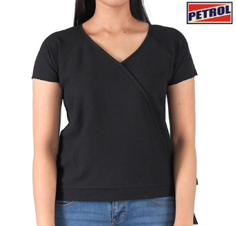 Petrol Basic Woven for Ladies Slim Fitting Shirt Trendy Fashion T-Shirt for Ladies 133997 Black