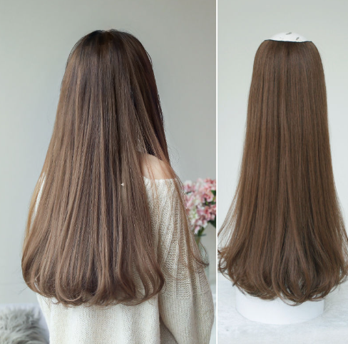 Wig Female Long Hair with Inner Buckle, Face Repair U-shaped, Long Hair Seamless One-Piece Realistic and Natural