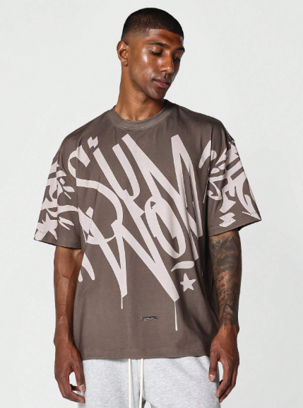 SUMWON Tee With Graffiti Graphic For Daily Wear