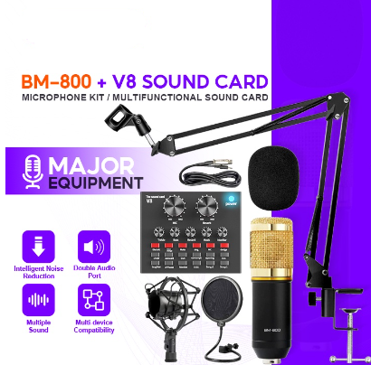 Vinovo 100% Original BM-800 Condenser Microphone Kit V8 Multifunctional Live Sound Card Phone Tripod
