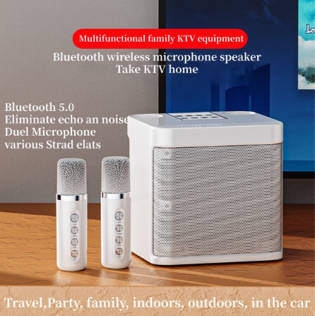 YS209 Handheld KTVPortable Speaker Mobile Phone Bluetooth Microphone Wireless With Free 2 Microphone