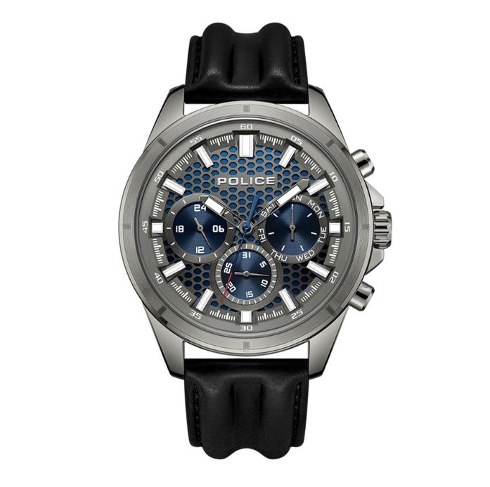 Police Malawi Black Leather Analog Quartz Watch For Men PPEWJF2204102