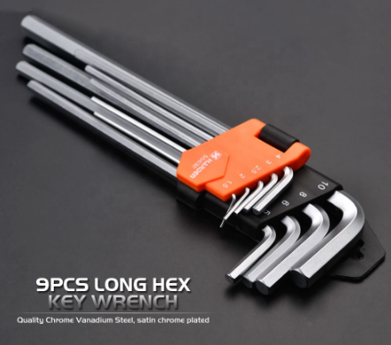 Harden 540608 9Pcs Extra Long Hex Key Wrench Set (Professional)
