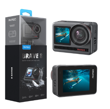 AKASO Brave 8 Action Camera 4K 60Fps Video + 48Mp Photos With Dual Color Screens Ipx8 Waterproof Sport For Outdoors