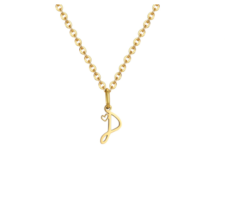 Vnox Initial with Hollow Heart Pendant Necklace,18K Gold Dainty Letter Choker Necklace Gift for Women Necklace Jewelry P