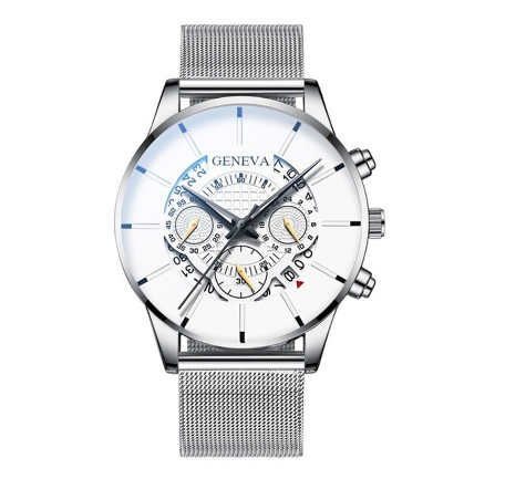 European and American fashion watch luxury calendar stainless steel mesh quartz watch sports watch men's business casual watch 08