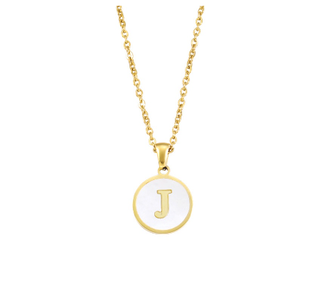 A-Z English alphabet Necklace Simple Alloy Letter Necklace Round Pendant Pendant Chain J