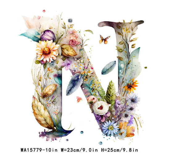 A-Z Letter Visual Design Iron On Transfer For Clothing Dtf Transfers Ready To Press N