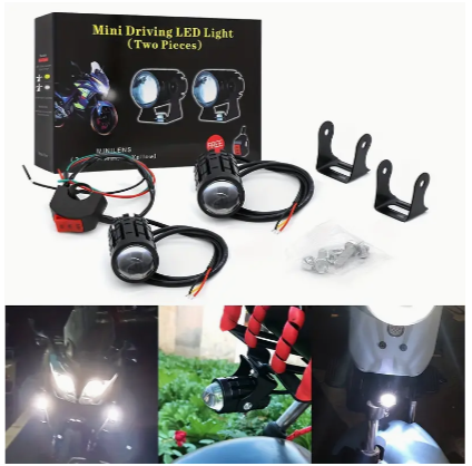 12v-85v Super Bright LED Yellow And White Light Change Modified Spotlight Far And Near Beam Headlight Strong Light Double Lens Motorcycle Light Set