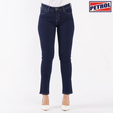 Petrol Ladies Basic Denim Stretchable Slim Fitting Mid Waist 134031-U Dark Shade