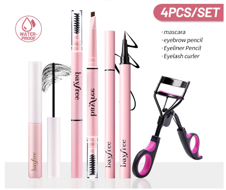 Bayfree MakeUp Set Natural Fine Brush Micro Mascara black Liquid Eyeliner Waterproof and Sweatproof Triangle Definer Eyebrow Pencil Kimuse Black Swim Two-Tone Portable Eyelashes