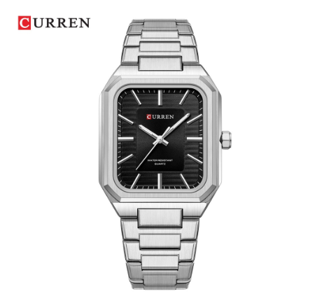 CURREN top luxury Original Genuine casual fashion business temperament simple style quartz waterproof men's watch 8457 X SILVER BLACK
