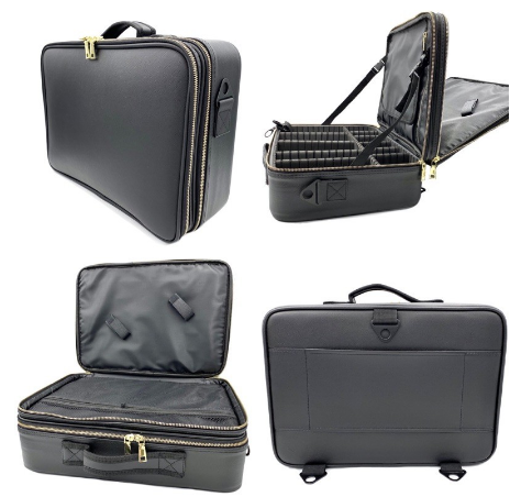 Gladking 2 Layers Leather Cosmetic Organizer Makeup Organizer