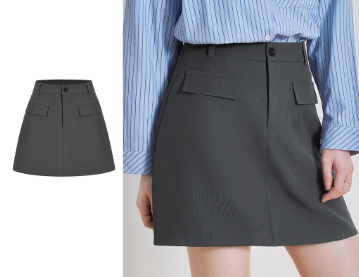 Lovito Women Casual Plain Pocket Skirts L64AD114 Grey