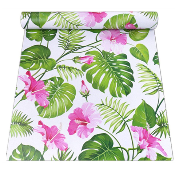 Wallpaper Gumamela Pink Flower Design 10m*45CM Waterproof Wallpaper Self-Adhesive