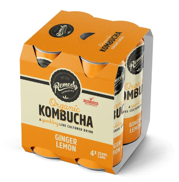 Remedy Kombucha Ginger Lemon 4's x 250ml