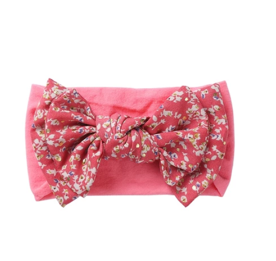 New Chiffon Bow Print Children's Knotted Headband Baby High Elasticity Super Soft Baby Headband HB3