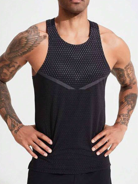 Men Racerback Sports Tank Top With Printed Logo Workout Tops