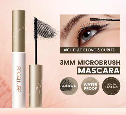 FOCALLURE Mascara Waterproof Long Lasting Eyelash Lightweight Eye Makeup Fiber-Filled Micro Brush