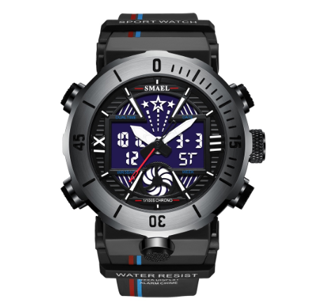 SMAEL Sports Watch for Men Top Brand Male LED Alarm Clock Digital Quartz Wrist Watches Military Waterproof Dual Display Watch 06