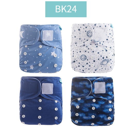 Happyflute 2023 Baby Reborn 4pcs set Washable Eco-friendly Baby Cloth Diaper Ecological Adjustable Nappy Reusable Diaper SET7
