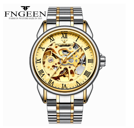 FNGEEN 8866 Men's Automatic Mechanical Watch SILVER GOLD GOLD
