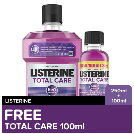 Listerine Total Care Mouthwash 250ml + Free 100ml