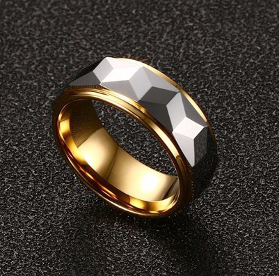 Tungsten Carbide Multi-Faceted Prism Ring for Men
