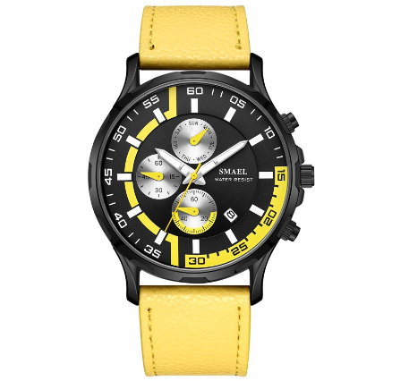 SMAEL 9601 Waterproof Men Watches Top Brand Luxury Sport Chronograph Quartz Watch Men Fashion Leather Date Clock 004
