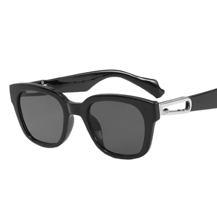 Lovito Casual Plain Metal Sunglasses for Women LFA08048 (Black)