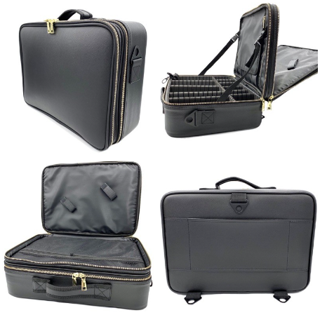 Gladking 2 Layers Leather Cosmetic Organizer Makeup Organizer