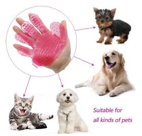 Pet Brush Gloves Cat Dog Grooming Bath Massage Brush Interactive Play Comb Finger Gloves
